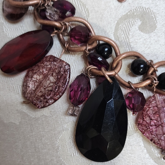 NAPIER 1950s Vintage Statement Necklace Rare Chunky Glass Drops, Amethyst Purple - Picture 6 of 9